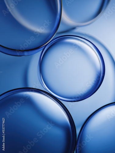 Glass Circles on Blue: Abstract Modern Wallpaper | Transparency & Gradient Depth