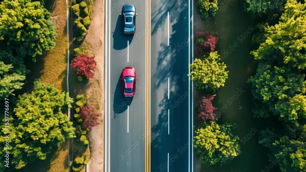 Two car collision top view angle of road and automobile, car insurance concept,