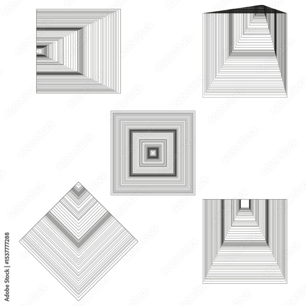 Obraz premium Line square vector. Optical form shape. Abstract geometry illusion. Symmetric block element.