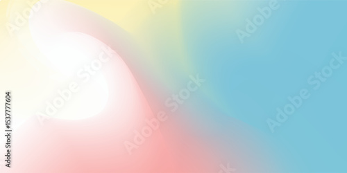 Abstract clear blue sky. Pastel rainbow. Light blue, pink and yellow color vector banner. Pastel gradient sky pattern. Blurred light fuzz colorful gradient background. Vector soft horizontal backdrop