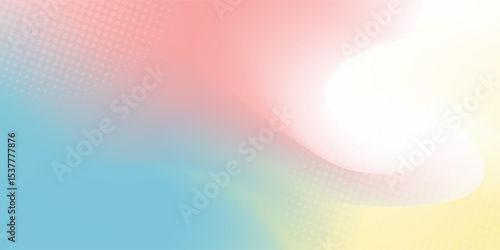 Abstract clear blue sky. Pastel rainbow. Light blue, pink and yellow color vector banner. Pastel gradient sky pattern. Blurred light fuzz colorful gradient background. Vector soft horizontal backdrop