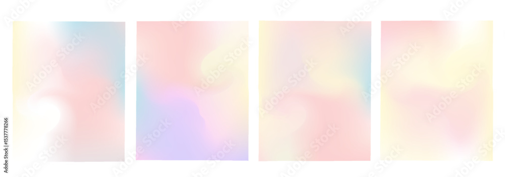 Naklejka premium Set of vector gradient backgrounds with grainy texture. For covers, wallpapers, branding, business cards, social media and other projects. You can use the grainy texture for any of the backgrounds.