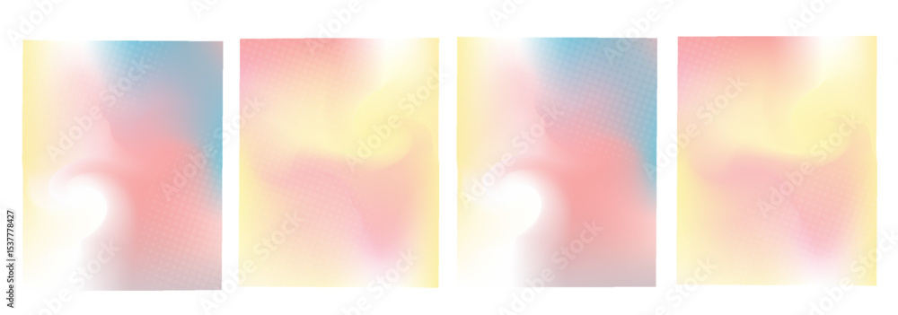 Fototapeta premium Set of vector gradient backgrounds with grainy texture. For covers, wallpapers, branding, business cards, social media and other projects. You can use the grainy texture for any of the backgrounds.