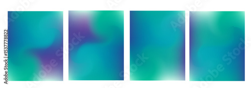 Abstract wavy liquid background. Gradient mesh. Variation set. Blue green saturated vivid color blend. Modern design template for posters, ad banners, brochures, flyers, covers, websites. Vector image