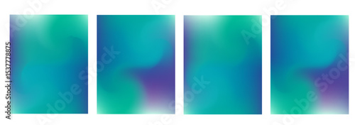 Abstract wavy liquid background. Gradient mesh. Variation set. Blue green saturated vivid color blend. Modern design template for posters, ad banners, brochures, flyers, covers, websites. Vector image