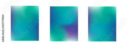 Abstract wavy liquid background. Gradient mesh. Variation set. Blue green saturated vivid color blend. Modern design template for posters, ad banners, brochures, flyers, covers, websites. Vector image