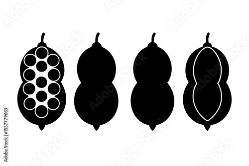set of Chickpeas vector silhouette illustration isolated on white background
