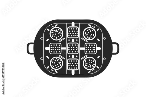 Paneer tikka vector silhouette illustration isolated on white background