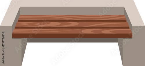 Stone bench with wooden planks