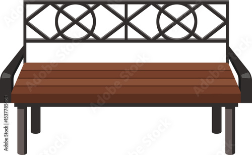 Outdoor wooden bench vector illustration