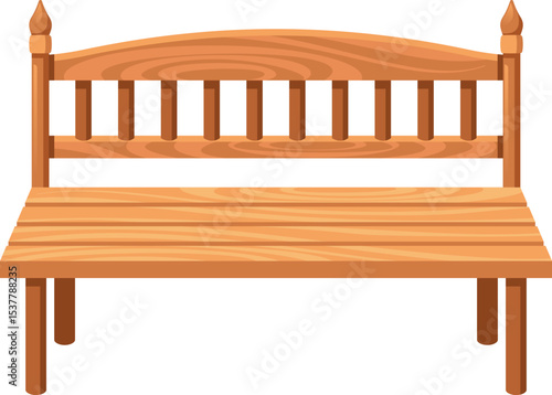 Handmade wooden bench vector illustration