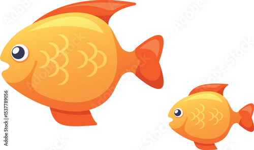 Golden fish family vector illustration