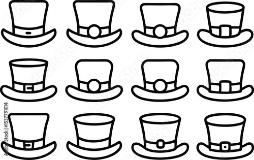 Leprechaun hat icon set for st patricks day celebration isolated on transparent background