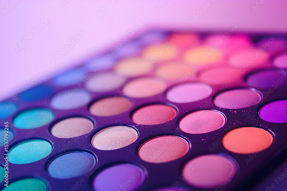 Close-up of a colorful eyeshadow palette. Close-up of a colorful eyeshadow palette.