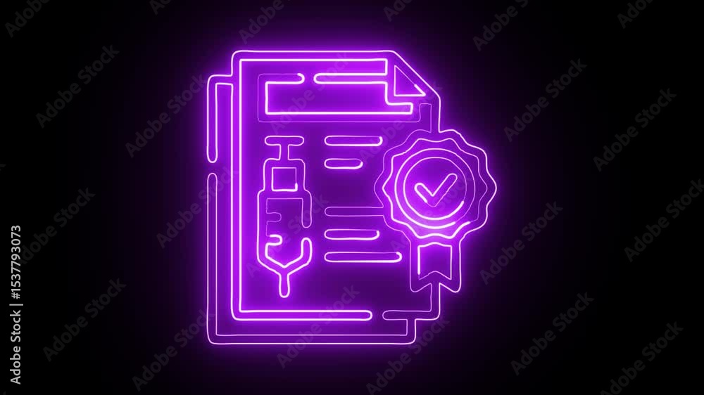 glowing neon certificate free icon, isolated, black background, hd motion graphic animation glowing neon certificate free icon, isolated, black background, hd motion graphic animation