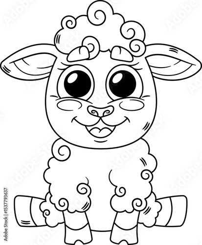 Cute sheep farm animal black-and-white