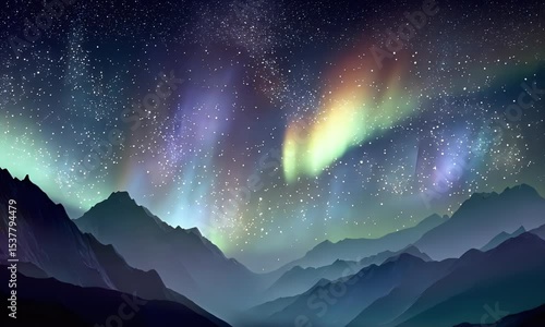 Majestic Aurora Over Mountain Peaks at Dawn in Stunning Detail