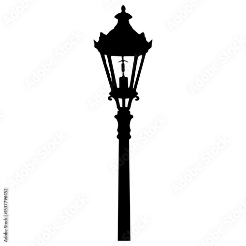 Minimalist Black Street Lamp Silhouette on White Background

