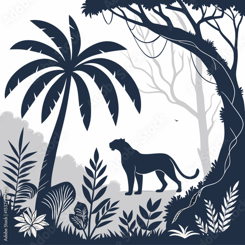vector illustration of a tropical island with palms