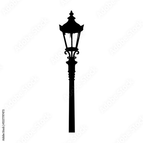 Minimalist Black Street Lamp Silhouette on White Background

