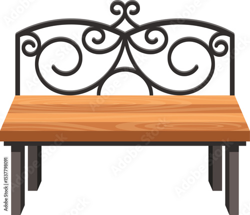 Wooden bench with carved back