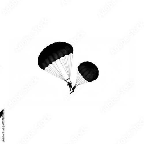 Minimalist Black Parachute Silhouette on White Background

