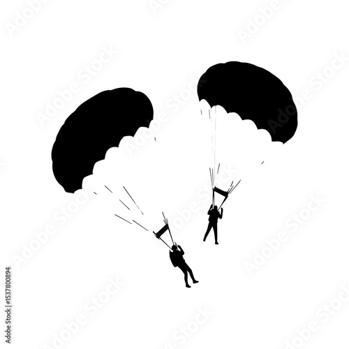 Minimalist Black Parachute Silhouette on White Background


