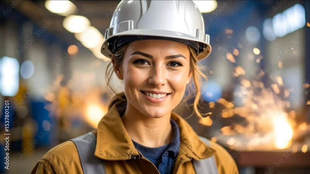 worker in an industrial environment, wearing a brown uniform with reflective details and a helmet worker in an industrial environment, wearing a brown uniform with reflective details and a helmet