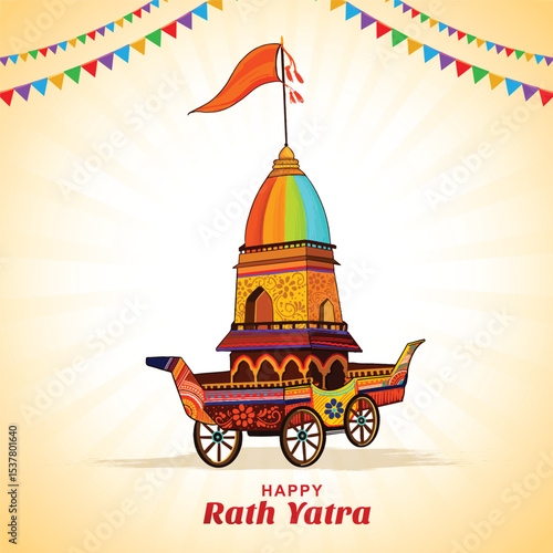 Happy rath yatra for lord jagannath indian festival holiday concept background