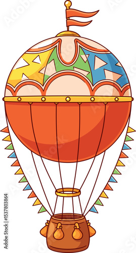 Hot air balloon flying airship
