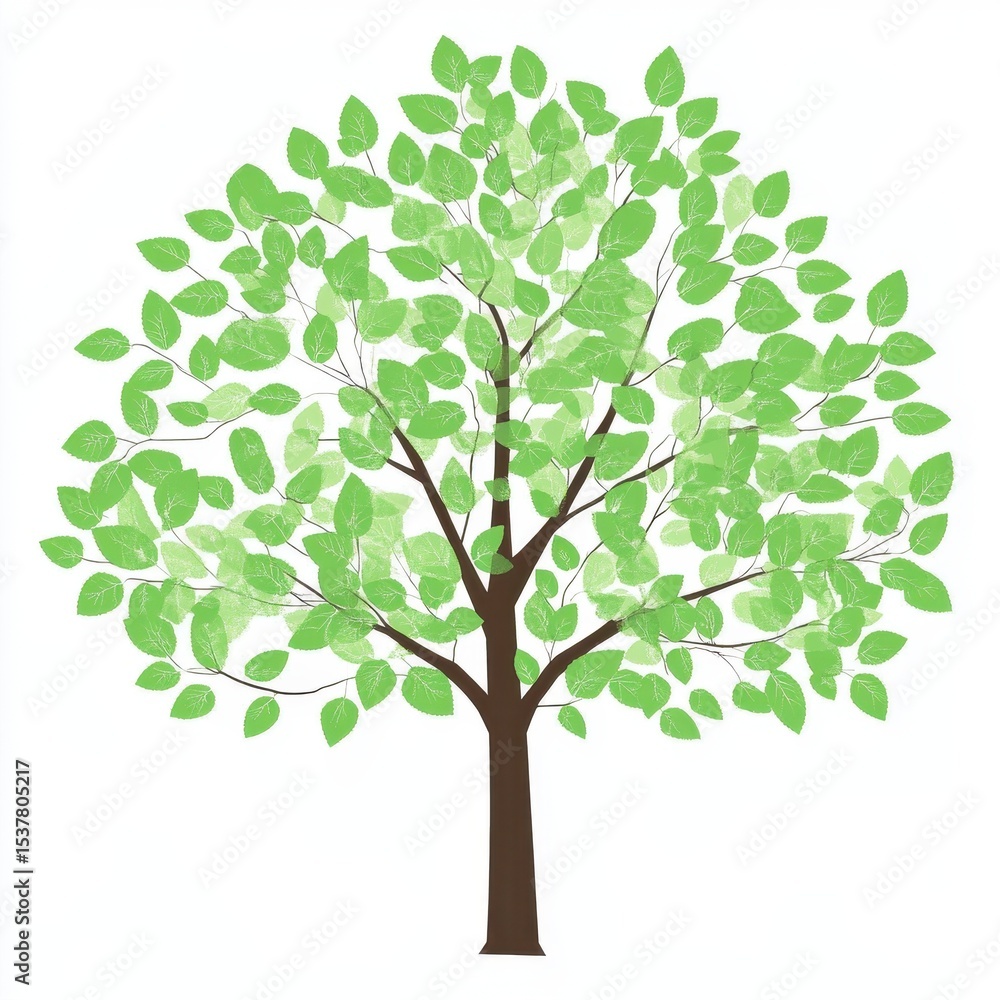 Stylized Light Green Tree Illustration Stylized Light Green Tree Illustration