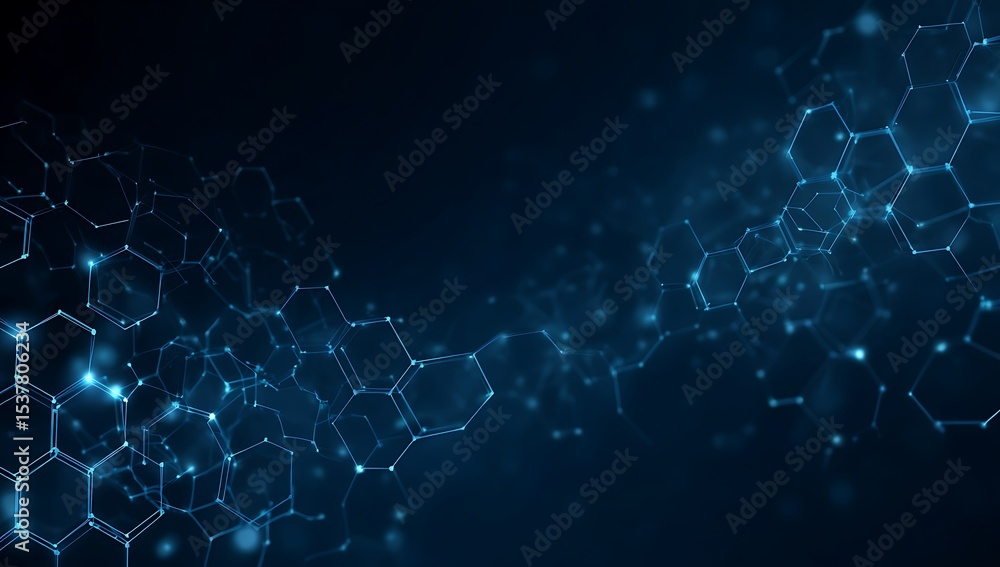 Fototapeta premium Abstract blue network background hexagon connections technology