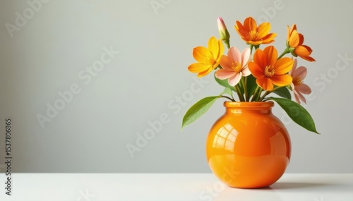 Wallpaper Mural Modern orange jar, minimalist floral arrangement , craft, arrangement, shape Torontodigital.ca