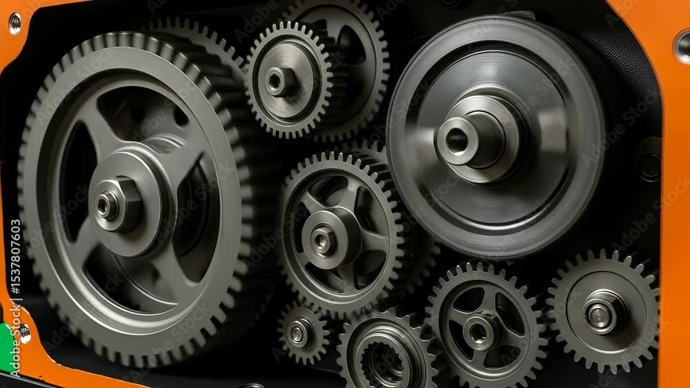 Complex Gear Mechanism in Motion: A Detailed Look at Interlocking Cogs ...