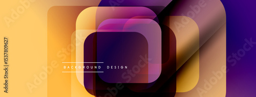 Abstract geometric shapes overlap. Warm colors blend with cool tones creating modern design. Text reads background design.