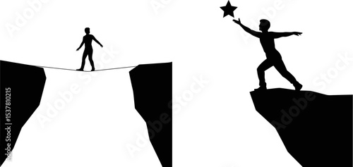 Achieving goals reaching for the stars overcoming obstacles success challenge motivation aspiration 100 editable stock vector illustration