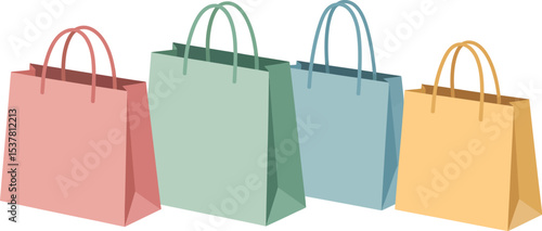 Pastel shopping bags vector illustration retail therapy sale purchase merchandise gift paper carrier 100 char editable stock vector illustration
