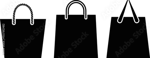 Vector black shopping bags set illustration graphic design template mockup branding promotion 100 char editable stock vector illustration