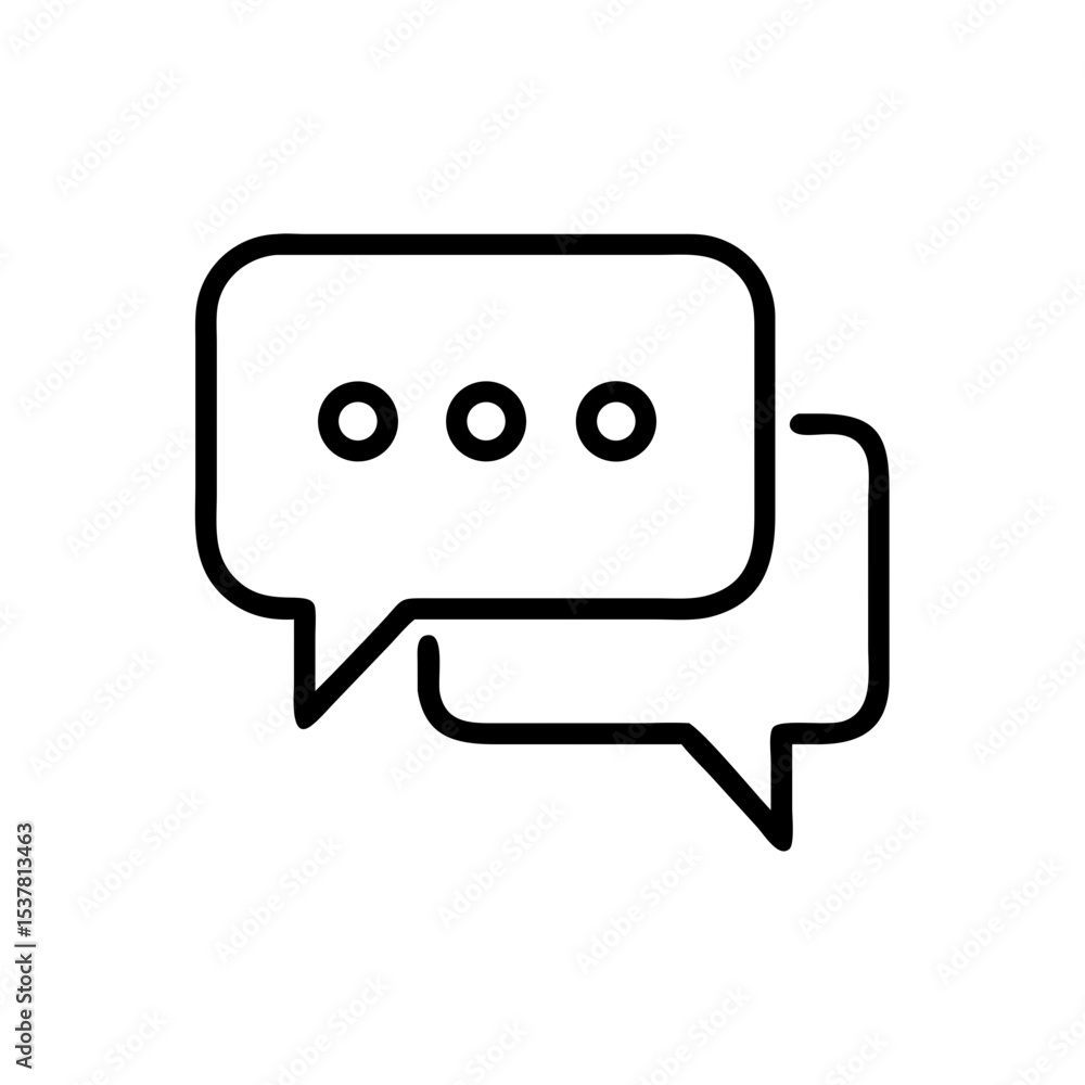 Naklejka premium Message bubble icon with overlapping speech bubbles in minimalistic and modern design