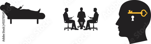 Understanding therapy: exploring psychotherapy, counseling, and mental health solutions for well being editable stock vector illustration