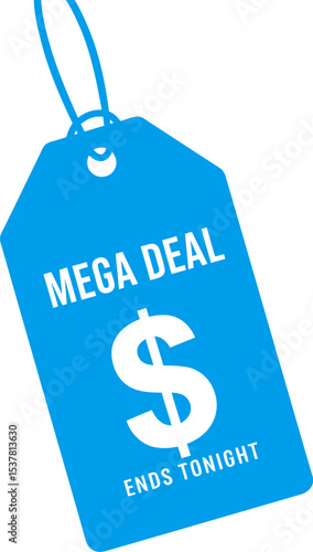 Mega deal ends tonight sale promotion discount price tag offer limited time special savings clearance event editable stock vector illustration