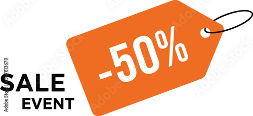 Sale event promotion fifty percent off discount offer limited time special deal clearance price reduction editable stock vector illustration