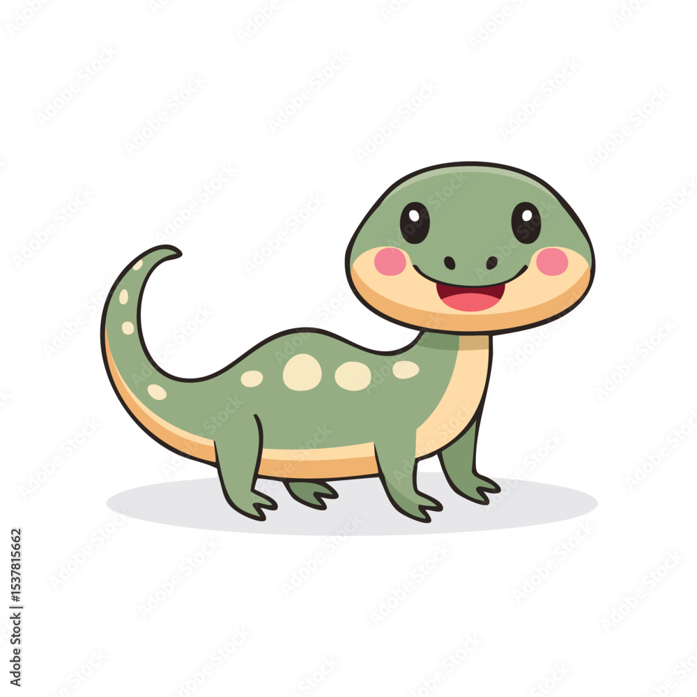 Minimal Flat Vector of Cute Komodo Dragon with Bold Black Outline and Happy Expression Minimal Flat Vector of Cute Komodo Dragon with Bold Black Outline and Happy Expression