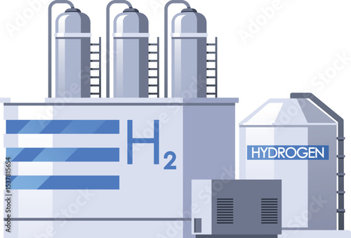 Hydrogen production factory vector illustration
