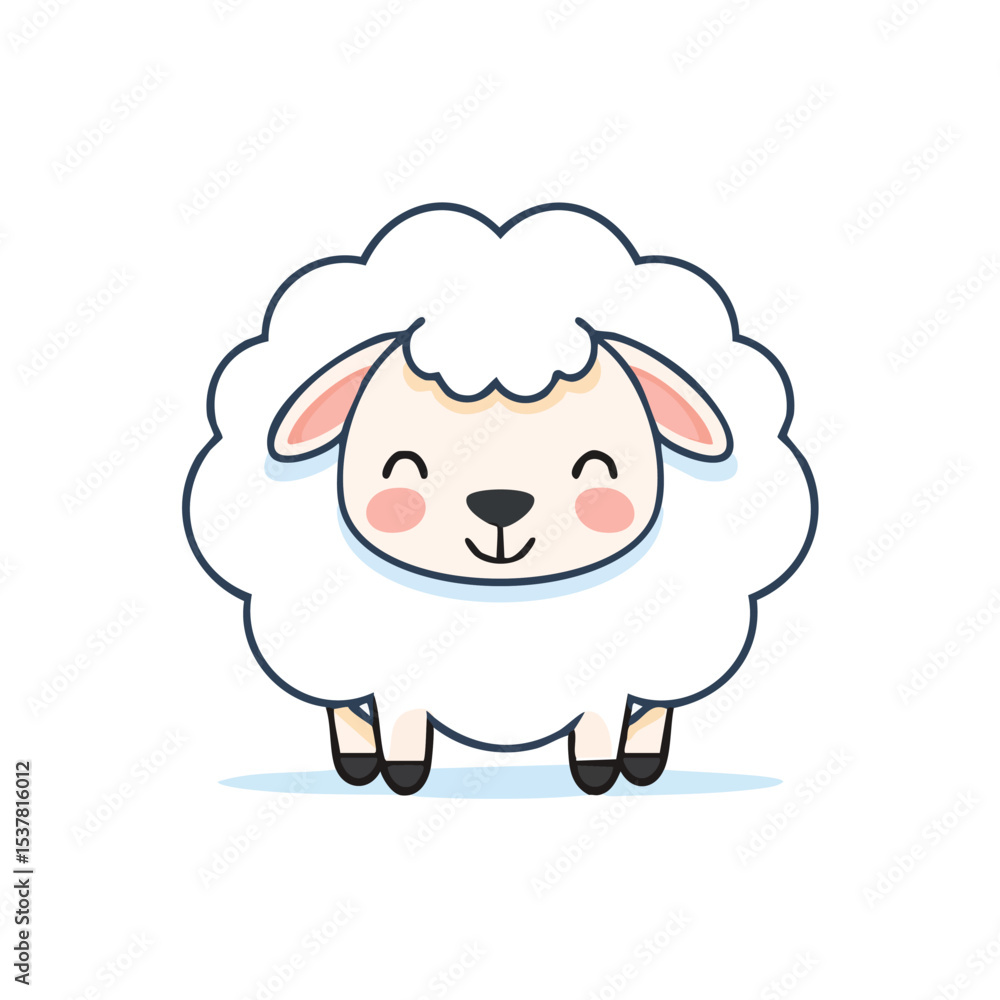 Minimal Flat Vector of Cute Sheep with Bold Black Outline and Happy Expression No Gradients Minimal Flat Vector of Cute Sheep with Bold Black Outline and Happy Expression No Gradients