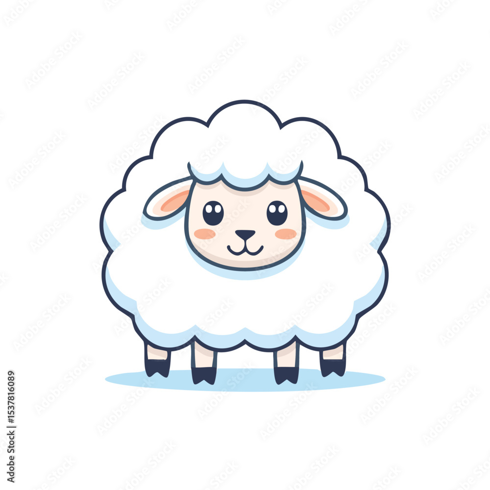 Minimal Flat Vector of Cute Sheep with Bold Black Outline and Happy Expression No Gradients Minimal Flat Vector of Cute Sheep with Bold Black Outline and Happy Expression No Gradients