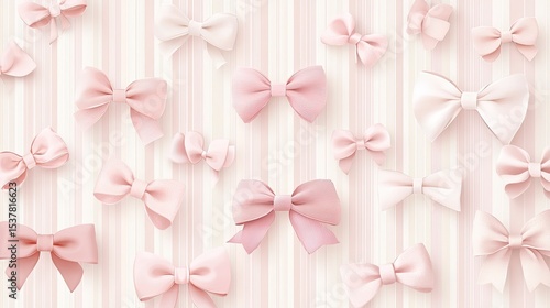 Pastel pink bows on a striped background