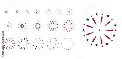 Fireworks with Star Minimal Design Animation Motion Sequence Frame Vector