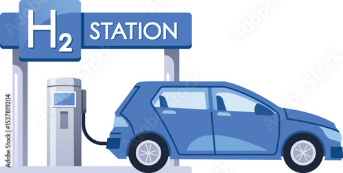 Hydrogen fuel station vector illustration