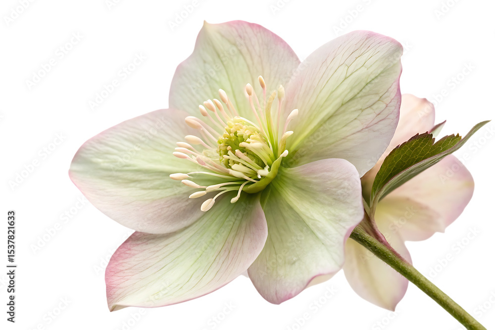 Elegant Hellebore Flower Close-Up with Detailed Petals and Sepals Elegant Hellebore Flower Close-Up with Detailed Petals and Sepals